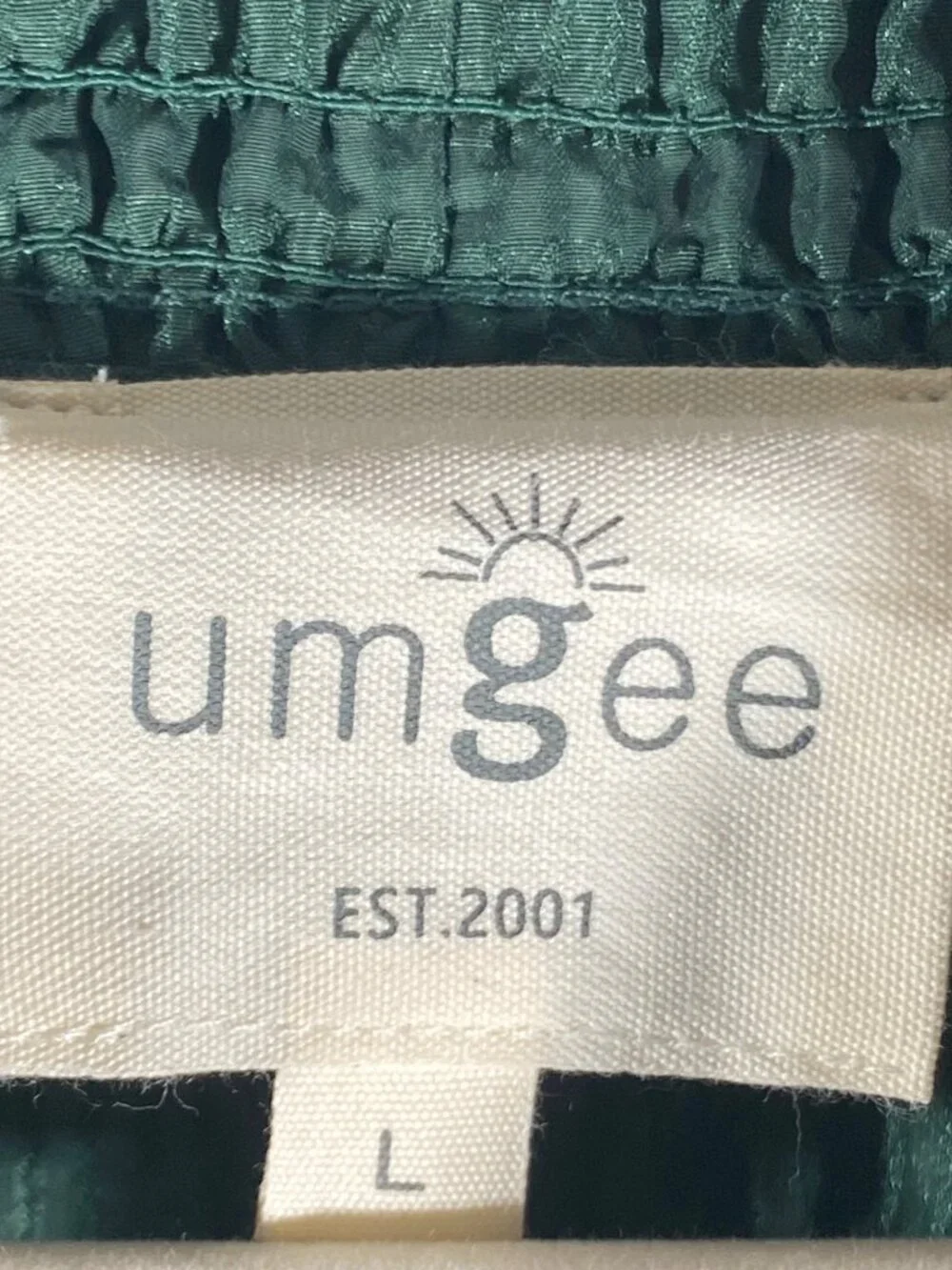 Umgee Green Smocked Waist Mini Dress With Ruffle Trim & Long Sleeves Size L - Picture 4 of 10